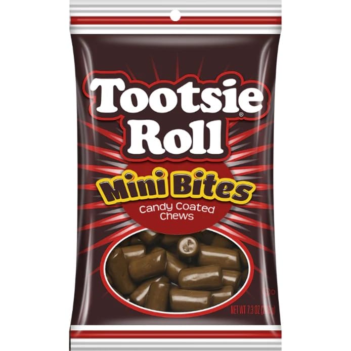 Tootsie Roll Mini Bites, Chocolatey Chewy Candy, 7.3 oz Peg Bag