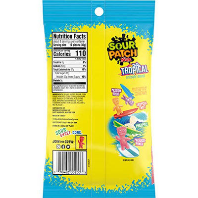 SOUR PATCH KIDS Tropical Soft & Chewy Candy 8 oz Bags (Pack of 12)