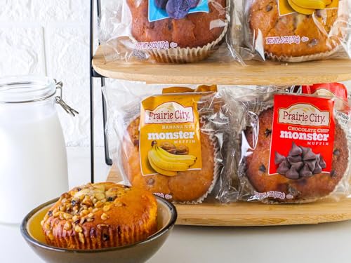 Prairie City Bakery Monster Muffins Variety Pack ‚Äì Fresh Baked, Individually Wrapped Jumbo Muffins ‚Äì Blueberry, Banana Nut & Chocolate Chip, 6 oz Each (Pack of 18)