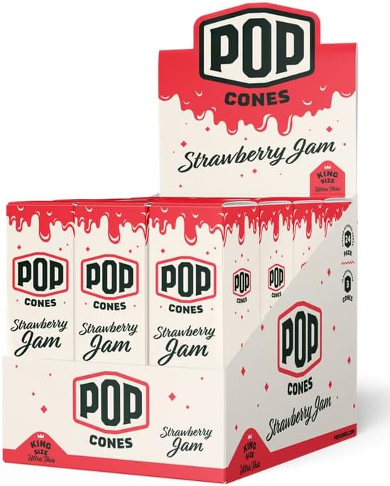 Pop Cones Pre Rolled Cones with a Flavor Burst Pop - Pop Inside A Tip Natural Unbleached & Ultra Thin Paper Available in King Size & 1 1/4 Paper