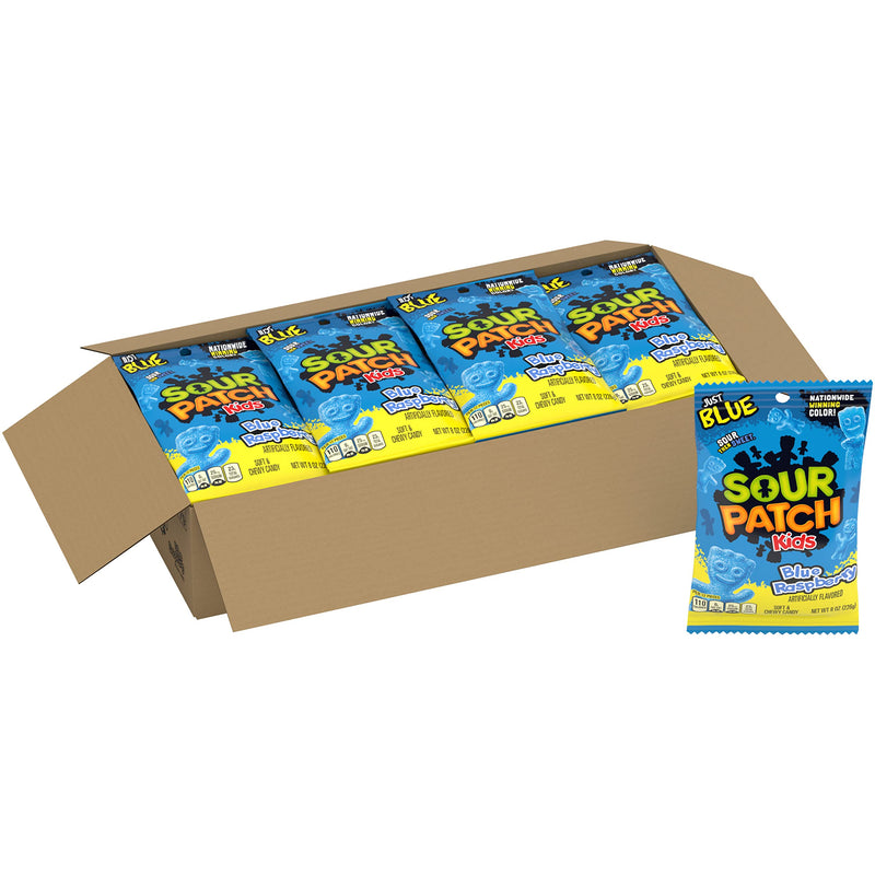 Sour Patch Kids Blue Raspberry, Soft & Chewy Candy, 8 Ounce Bags (Pack of 12)