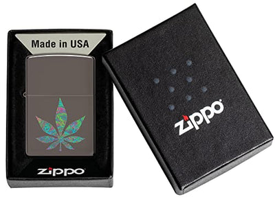 Zippo Unique Black Ice Cannabis Leaf Design Lighter - Cool & Sleek