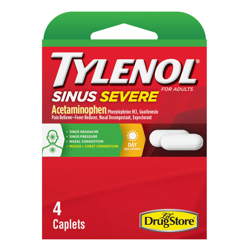 Tylenol Sinus Severe Tablets, Cold & Sinus Relief, 4 Pills (Pack of 1)