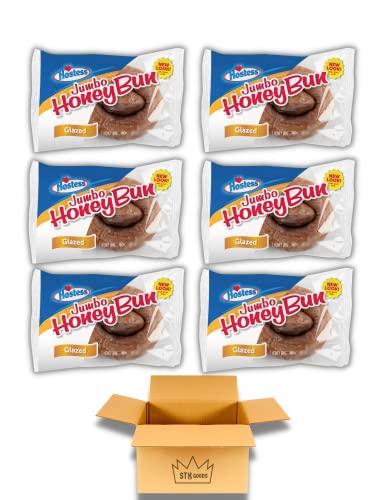 Hostess Jumbo Honey Bun Snack Cakes 4 oz Pack of 6 (Jumbo Glazed Honey Bun)