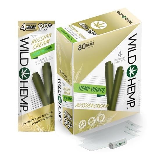 Wild Hemp
Natural Hemp Wraps – Non GMO – 4 Wraps Per Pack – 20 Pack Display - 80 Wraps total (Russian Cream)