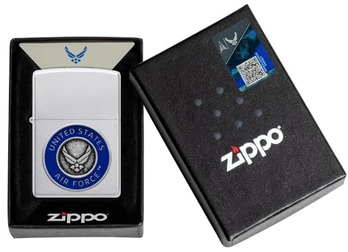 Zippo United States Air Force Emblem Satin Chrome Pocket Lighter - Fly High