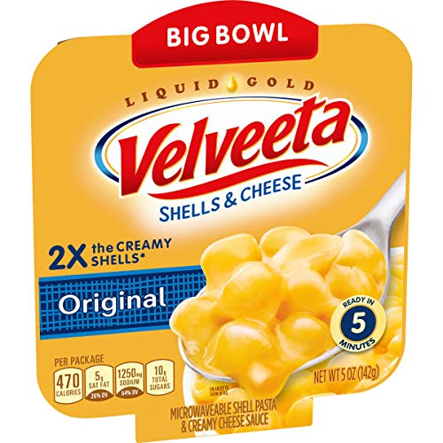 Velveeta Original Shells & Cheese Macaroni and Cheese Big Bowl Easy Microwavable Meal, 5 oz Tray