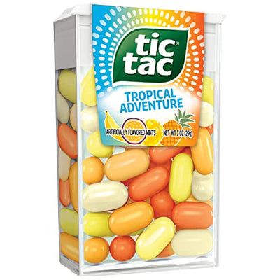 Tic Tac Tropical Adventure Fruit Flavored Mints, Bulk 12 Pack, On-The-Go Refreshment, Stocking Stuffer, 1 Oz Each …