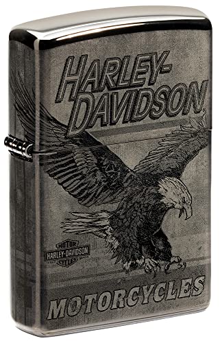 Zippo Harley-Davidson Eagle Photo Image 360° High Polish Black Pocket Lighter