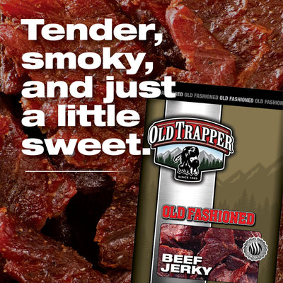 Old Trapper Old-Fashioned Beef Jerky, 1.8-Ounce Individual Packages, Great Size for Quick Snacking, 11 Grams of Protein and Zero Grams of Fat Per Serving (Pack of Six)