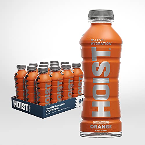 Hoist Premium Hydration Isotonic Electrolyte Drink, Powerful IV-Level Hydration, Orange, 16 Fl Oz (Pack of 12)