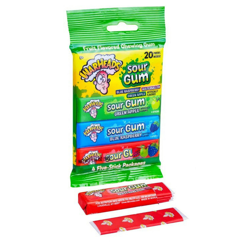 Warheads Assorted Sour Gum, 4 Five-Stick Pack