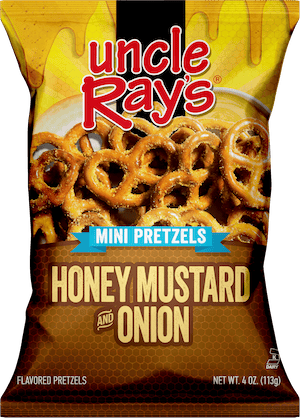 Uncle Ray's Honey Mustard & Onion Pretzels, 4 oz (Pack of 12)