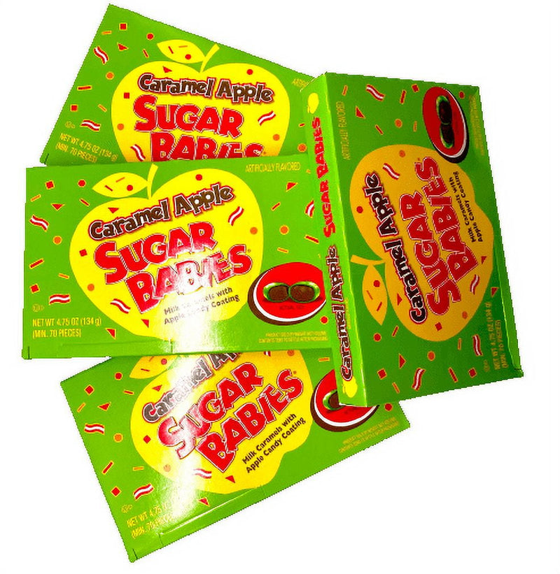 Caramel Apple Sugar Babies, Chewy Caramel Candy, 4.75 oz Theater Box - Sweet & Tangy Apple Flavor, Ideal Snack Size (Pack of 12)
