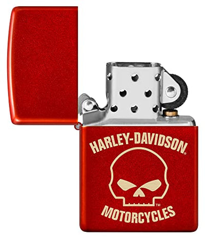 Zippo Harley-Davidson Red Skull Metallic Lighter - Edgy Laser Design