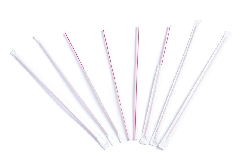 Jumbo White/ Red Wrapped 10.25 Inch Straws 500ct