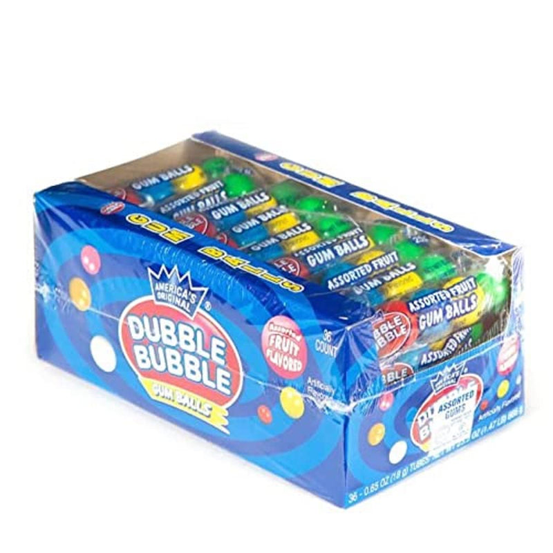 Dubble Bubble Assorted Fruit Flavor Bubblegum, 5 Gumballs per Sleeve, 5 Flavors (Pack Of 36 Sleeves)