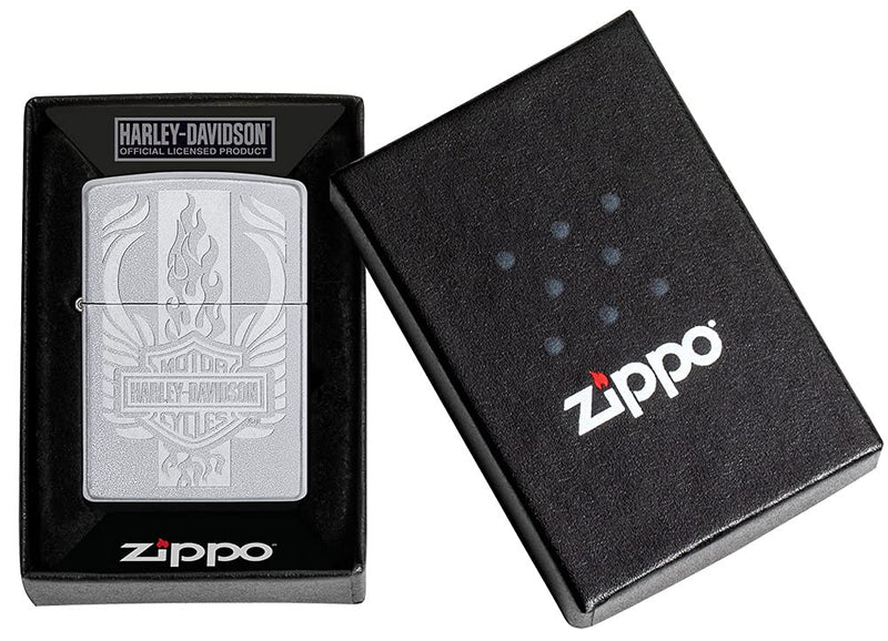 Zippo Harley-Davidson Carbon Fiber Satin Chrome Pocket Lighter