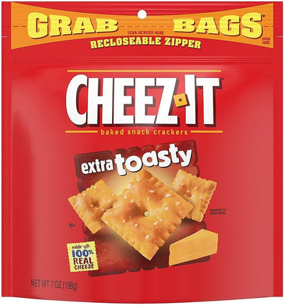 Cheez-It Baked Snack Crackers, Extra Toasty Cheese, 7 Oz Bag (Pack of 6)