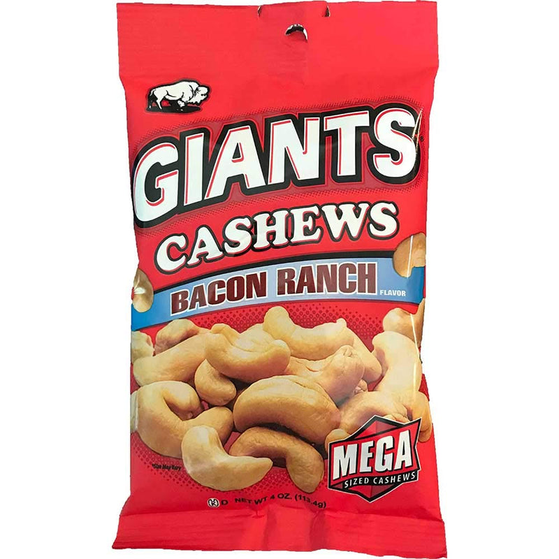 Giants Crunchy Cashews, Bacon Ranch Flavor, Snack Size, 4 Ounce Bags