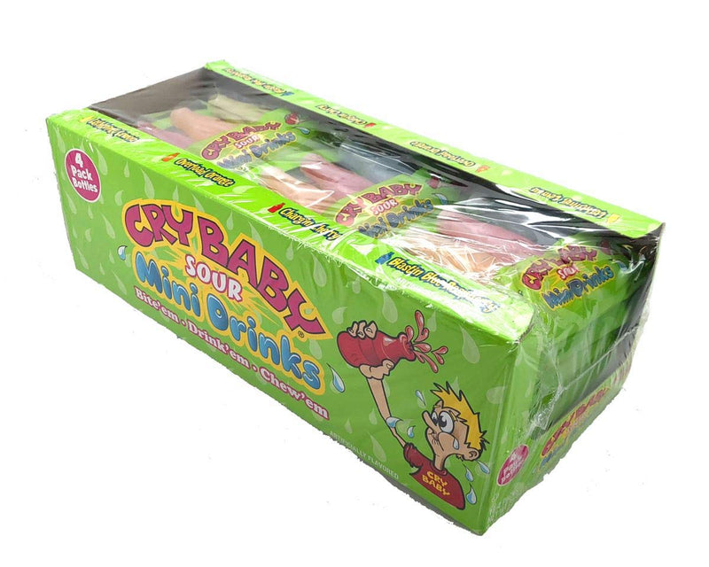 Cry Baby Sour Mini Drinks Candy, Assorted Fruit Flavors, Retro Liquid Sour Candy Bottles, 18 Count