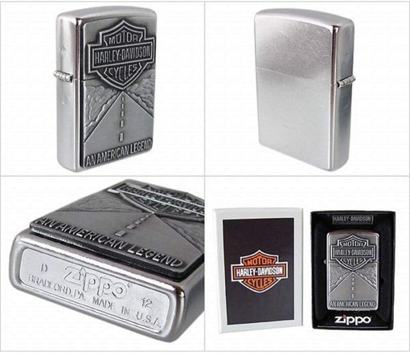 Zippo Harley Davidson Shield and American Legend Emblem Street Chrome Pocket Lighter Z-20229