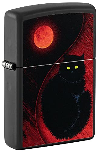 Zippo Mystique Black Cat Matte Pocket Lighter - Sleek & Superstitious Design