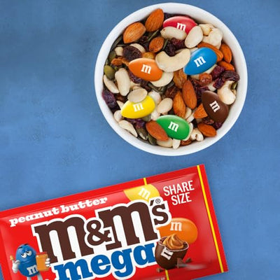 M&M'S Mega Peanut Butter Milk Chocolate Candy, Share Size, 24 Count