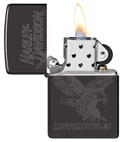 Zippo Harley-Davidson Fancy Fill High Polish Black Lighter - Elegant & Detailed