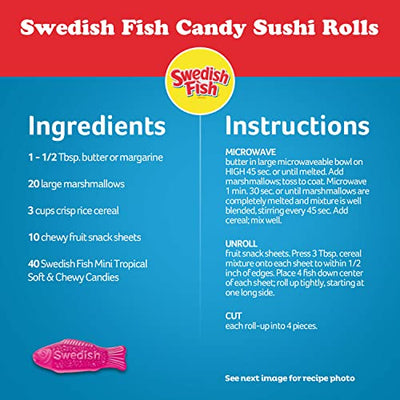 SWEDISH FISH Mini Tropical Soft & Chewy Candy, 8 Ounce (Pack of 12)