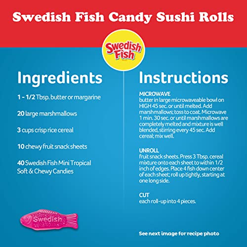 SWEDISH FISH Mini Tropical Soft & Chewy Candy, 8 Ounce (Pack of 12)