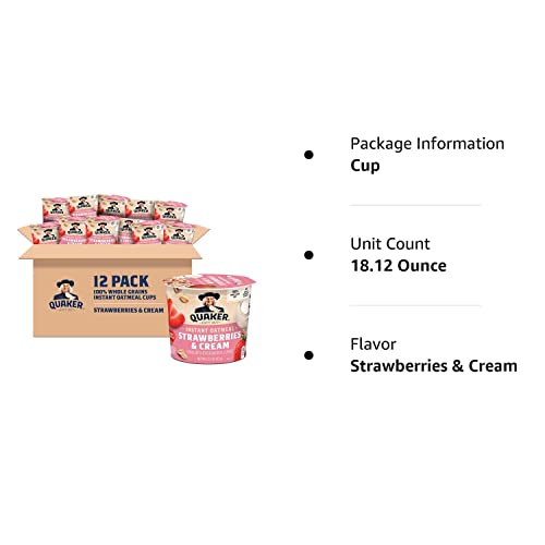 Quaker Express Cups, Strawberry & Cream, 12 Count