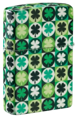 Zippo Lucky Clover Glow in The Dark Green Matte Pocket Lighter - Fortune's Favorite