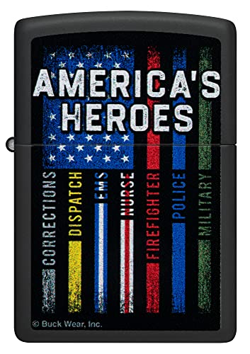 Zippo Buckwear America's Heroes Black Matte Lighter - Patriotic Design