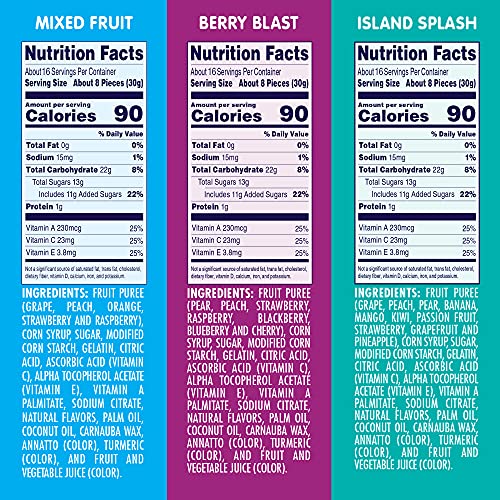 Welch's Juicefuls Juicy Fruit Snacks, Mixed Fruit, Berry Blast & Island Splash Bags (Pack of 12)
