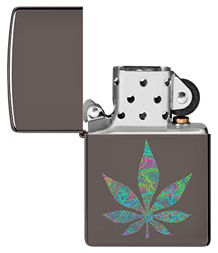 Zippo Unique Black Ice Cannabis Leaf Design Lighter - Cool & Sleek