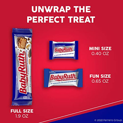 Baby Ruth Milk Chocolate-y Candy Bars, Bulk Ferrero Share Pack Candy, Perfect Valentine’s Day Gift, 3.3 oz (Pack of 18)