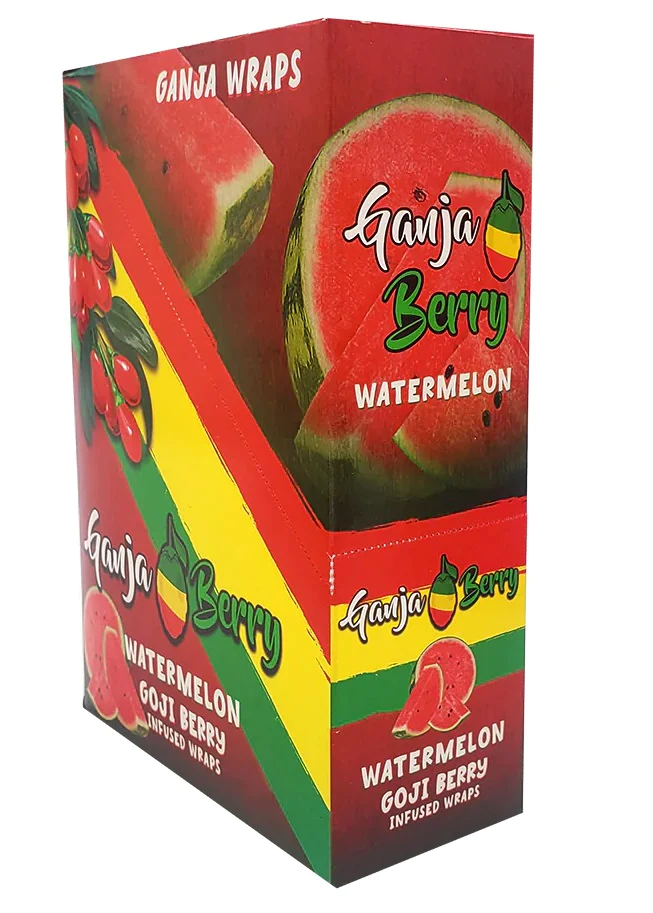 Ganja Berry Goji Berry Infused Wraps 2 Count Per Sleeve (Pack of 25) (Watermelon)