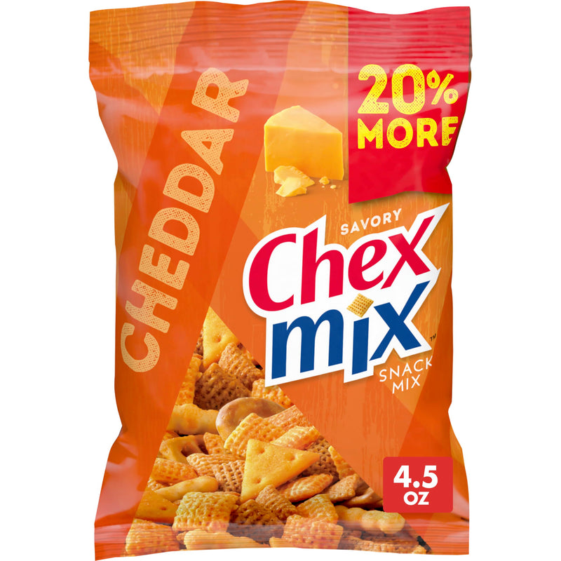 Chex Mix Savory Cheddar Snack Mix, Bold & Crunchy Cheese Snack, 4.5 OZ (Pack of 8)