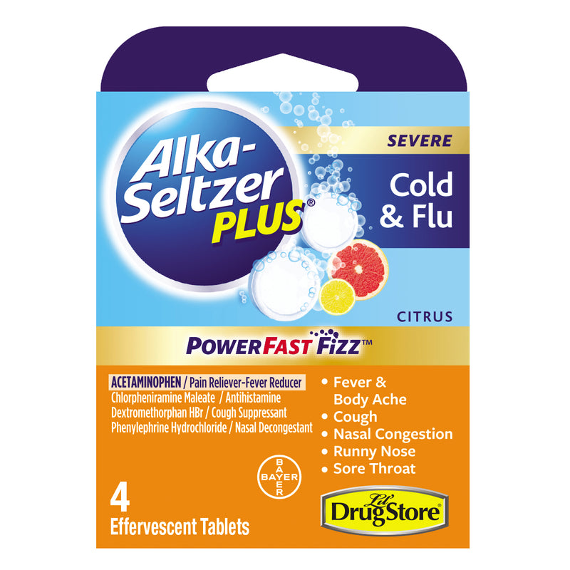 Alka Plus Severe Cold & Flu Tablets, Multi-Symptom Relief, 4 Count (Pack of 1)