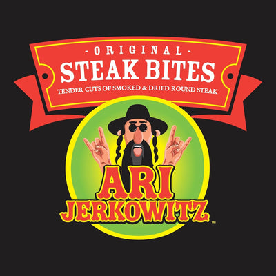 Ari Jerkowitz Original Steak Bites by Walt's Hitching Post Tender Cuts of Smoked & Dried Round Steak Beef Jerky 3.25 oz Bag