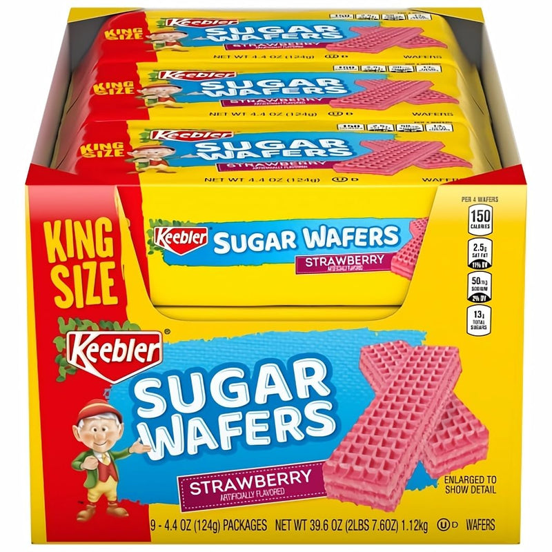 Keebler Strawberry Sugar Wafers, 4.4 oz - Crispy, Sweet Snack Cookies 9 Count