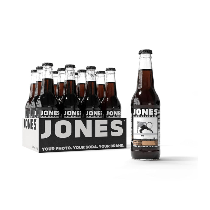 Jones Soda Root Beer Flavored 12oz Glass Bottles 12-Pack Wholesale