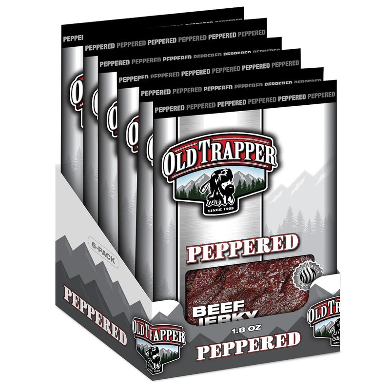 Old Trapper Jerky, Peppered, 1.8 oz Bag (Pack of 6)