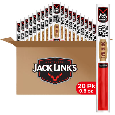 Jack Link's Meat Sticks, Original – Protein Snack, Meat Stick with 5g of Protein – 0.8 oz. (Pack of 20)