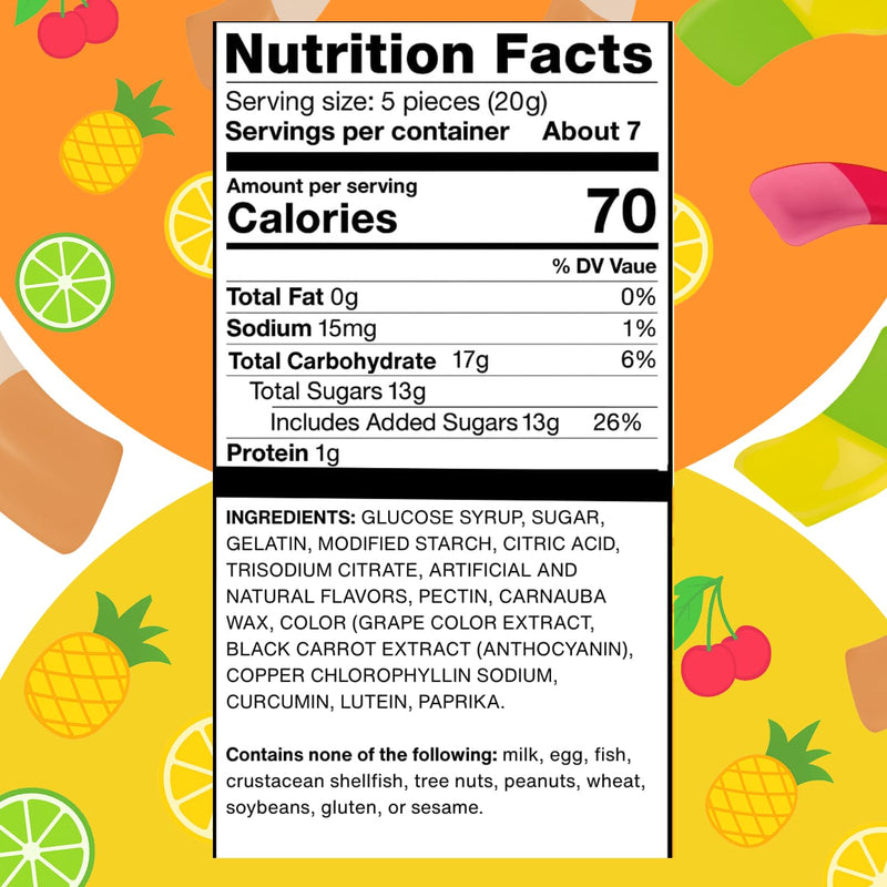 Smarties Squashies Mixed Fruit Flavor - Peanut Free, Gluten Free & Fat Free Gummy Candy - Perfect for Birthday & Halloween Party Favors chewy candy - 5 oz Candy Bags (Pack of 12)