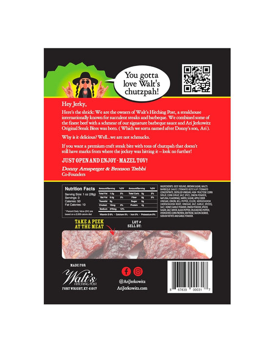 Jerkowitz Orig Steak Bites Jerky 3.25 oz Single Bag