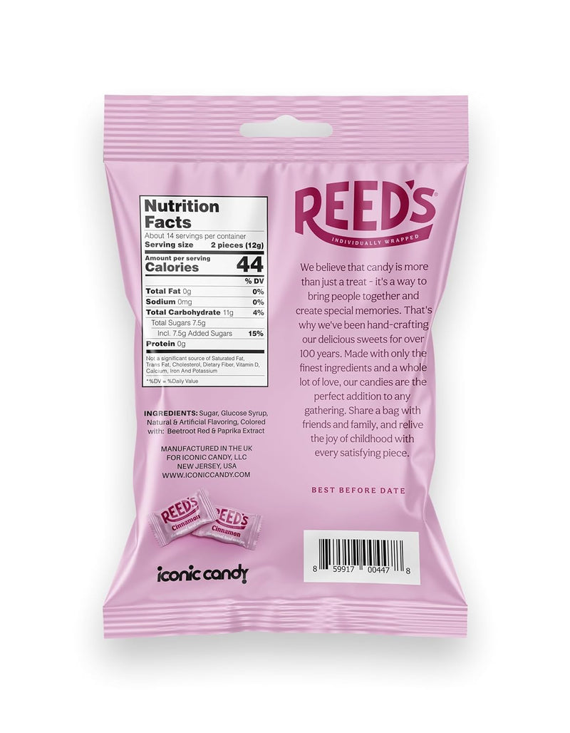 Reed’s Individually Wrapped Cinnamon Candy | Traditional Cinnamon Hard Candy  6.25oz Bag (Single)