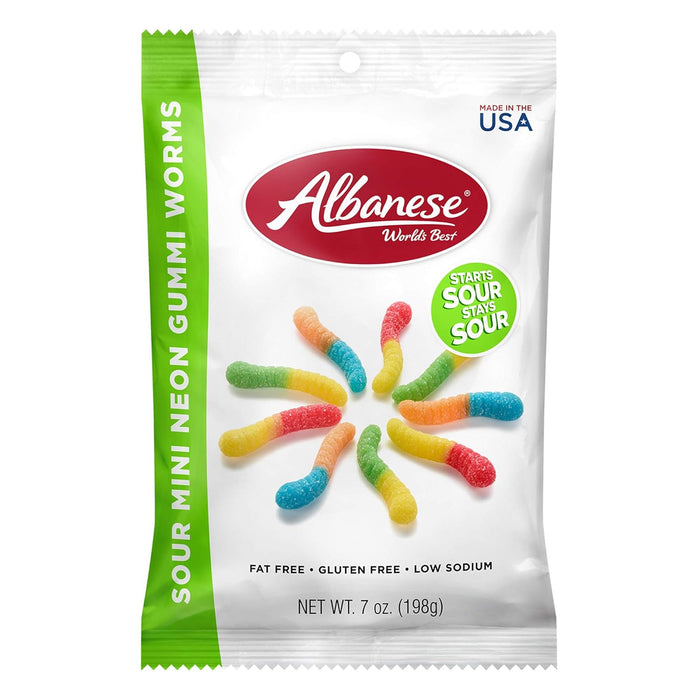 Albanese Sour Mini Worm Peg Bag 7 oz Single Bag