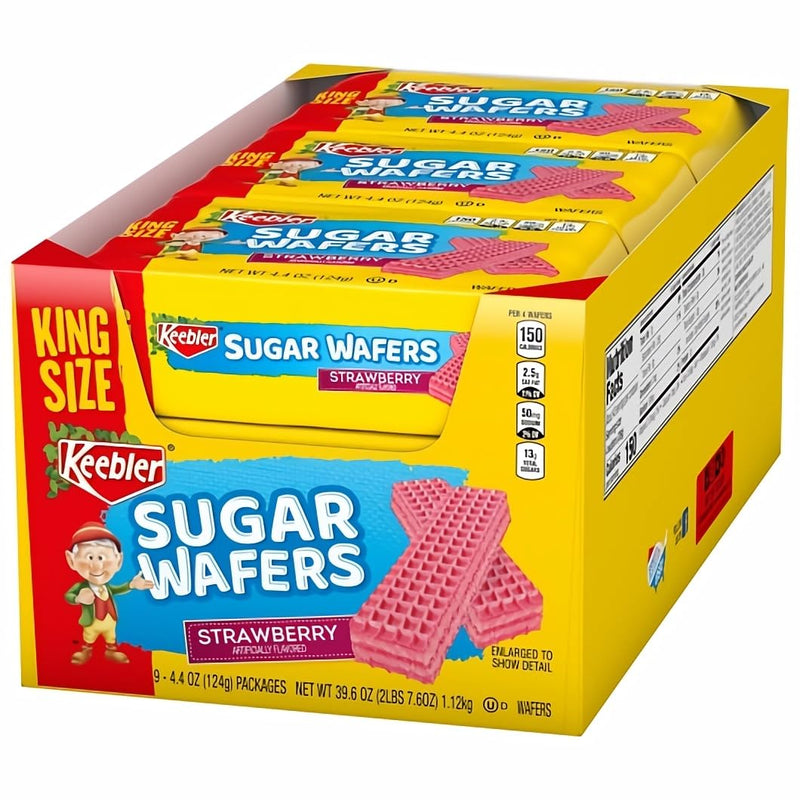 Keebler Strawberry Sugar Wafers, 4.4 oz - Crispy, Sweet Snack Cookies 9 Count